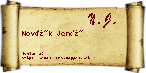 Novák Jenő névjegykártya